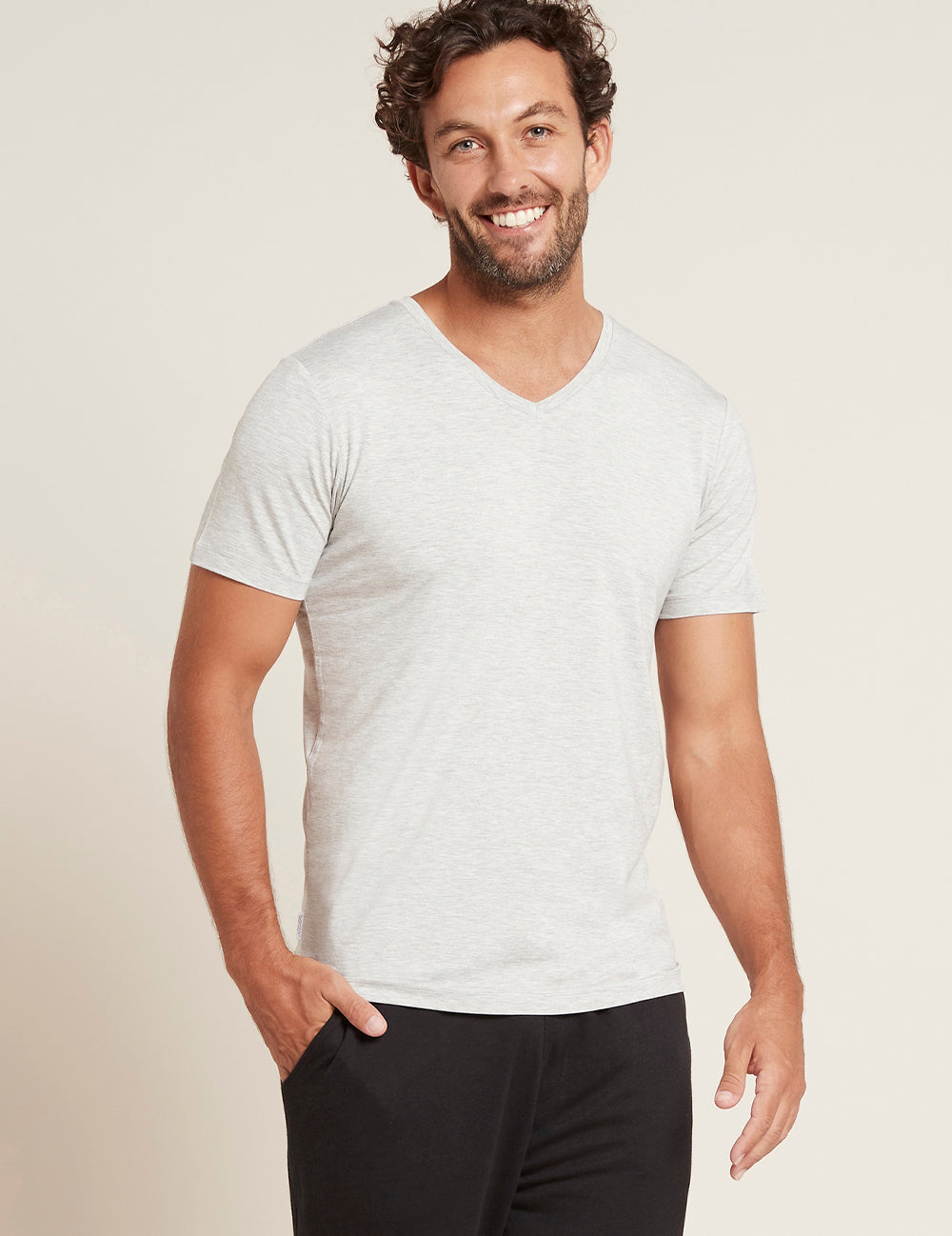 Men's V-Neck T-Shirt - Light Grey Marl