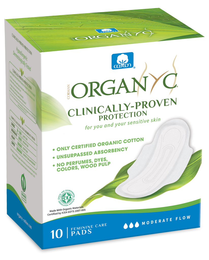 Organyc 100% Certified Organic Cotton Feminine Pad, Heavy Flow, 10