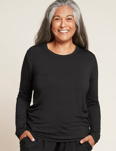 Women's Long Sleeve Round Neck T-Shirt - Black